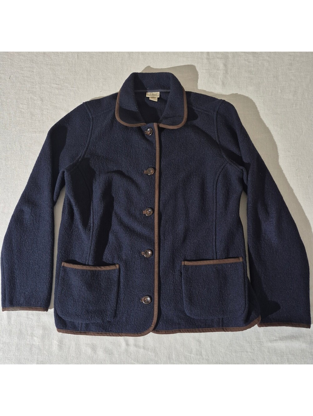 Vintage L.L.Bean Womens XL XLarge Navy Wool Buttoned Jacket